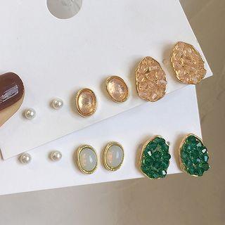 3-pair Set: Faux Pearl / Faux Crystal Earring (assorted Designs)