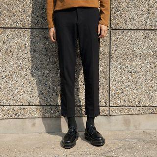 Tab-sleeve Straight-cut Dress Pants