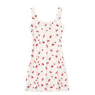 Spaghetti Strap Cherry Print Mini A-line Dress
