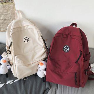 Plain Smiley Face Applique Zip Backpack