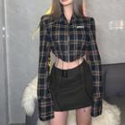Plaid Zip Crop Shirt