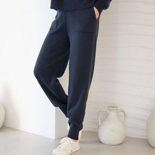 Patch-pocket Knit Jogger Pants
