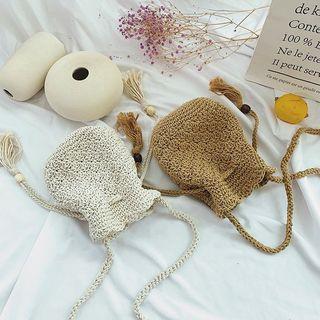 Drawstring Woven Crossbody Bag