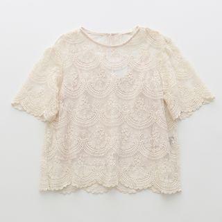 Lace Top With Vest Almond - One Size