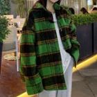 Oversized Woolen Plaid Long-sleeve Jacket