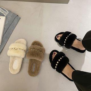 Fluffy Beaded Sandals