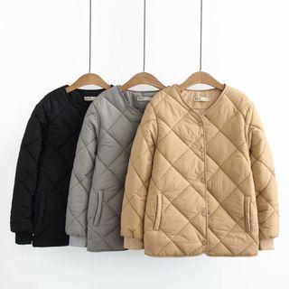 Plaid Single-breasted Padded Coat