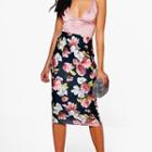 High-waist Floral Print Slim-fit Skirt
