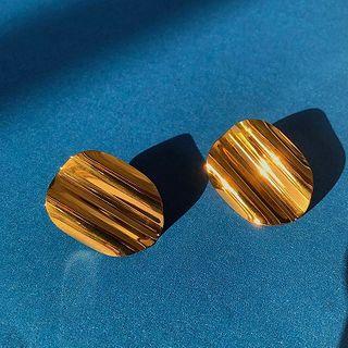 Wavy Disc Earring 1 Pair - Stud Earring - One Size