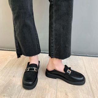 Faux Suede Panel Platform Loafers