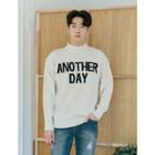 Another Day Mock-neck Lettering Sweater