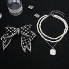 Faux Pearl Bow Hair Clip / Necklace / Set