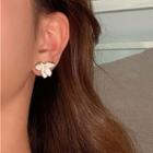 Flower Glaze Earring 1 Pair - S925 Silver - White - One Size