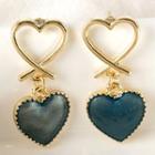 Heart Drop Earring 1 Pair - Stud Earring - Gold - One Size