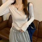 Long-sleeve Drawstring Cropped Fitted Top