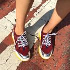 Hidden-heel Patent-trim Sneakers