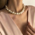 Faux Pearl Chunky Choker 3799 - Gold - One Size