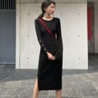 Midi Ribbed Sweater Dress Black - One Size