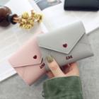 Embroidered Heart Faux Leather Wallet