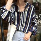 Striped Chiffon Shirt Stripe - White - One Size