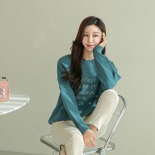 Letter-sequined Boxy Sweater