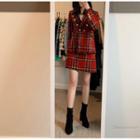 Double-breasted Tweed Jacket / A-line Mini Skirt