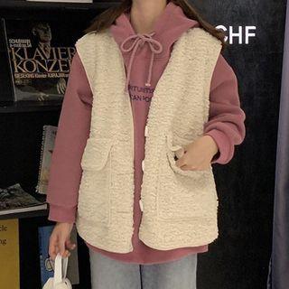 Fleece Vest / Lettering Hoodie