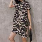 Camouflage Short-sleeve Mini T-shirt Dress