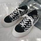 Checkered Panel Canvas Platform Sneakers