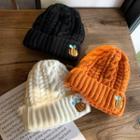 Bee Print Ribbed Knit Hat