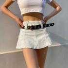 Low-rise Mini A-line Denim Skirt