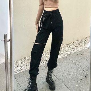 Chain Strap High-waist Jogger Pants