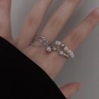 Faux Pearl Layered Sterling Silver Open Ring