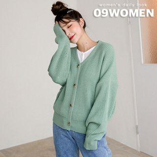 Plus Size Rib-knit Blouson Cardigan