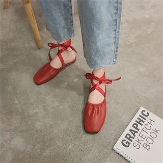 Ankle-strap Square-toe Flat Mules
