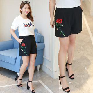 Embroidered Applique Shorts