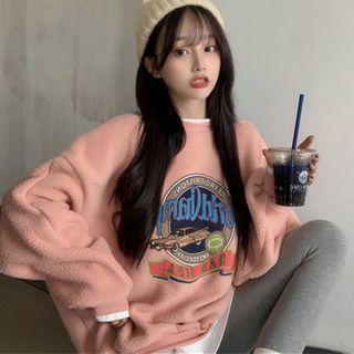 Long Sleeve Printed Fleece Sweatshirt