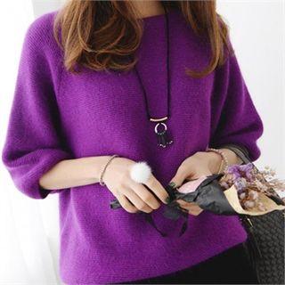 Puff-sleeve Wool Blend Fluffy Sweater