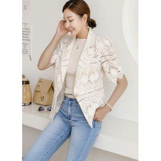 Puff-sleeve Eyelet-lace Jacket