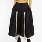 Contrast Trim Midi A-line Skirt Black - One Size