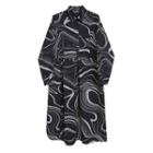 Long-sleeve Printed Henley Midi Shirtdress Black - One Size