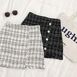 Single-breasted Tweed A-line Skirt
