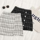 Single-breasted Tweed A-line Skirt