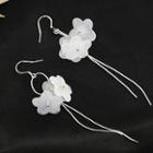 925 Sterling Silver Flower Fringed Earring 1 Pair - As Shown In Figure - One Size