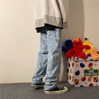 Paisley Print Wide-leg Jeans