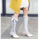 Lace-up Ribbon Heel Tall Boots