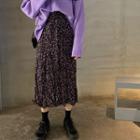Floral Midi Skirt Purple - One Size