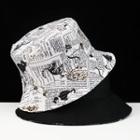 Reversible Newspaper Cat Print Bucket Hat