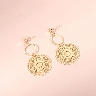 Copper Disc Dangle Earring Gold - One Size
