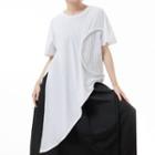 Mock Two-piece Short-sleeve Ribbed Panel T-shirt